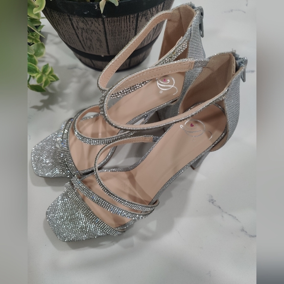 Shine And Glow Rhinestone Block Heels - Picture 5 of 5